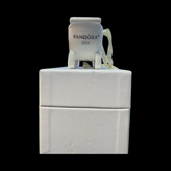 Pandora 2014 Christmas Ornament White Sleigh Silver Detail Original Box Ornate - Picture 5 of 6